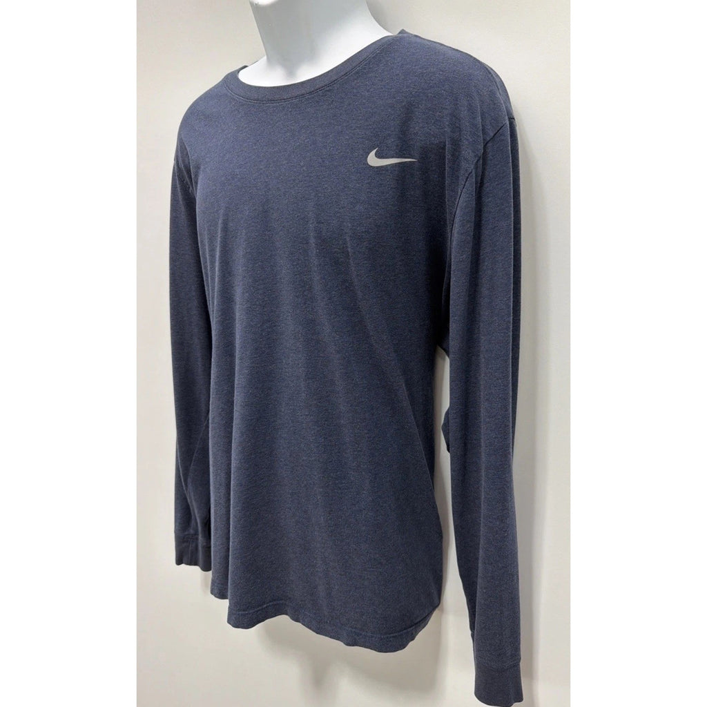 NIKE TEE dri fit Men’s long sleeve pull over athletic shirt navy blue XXL