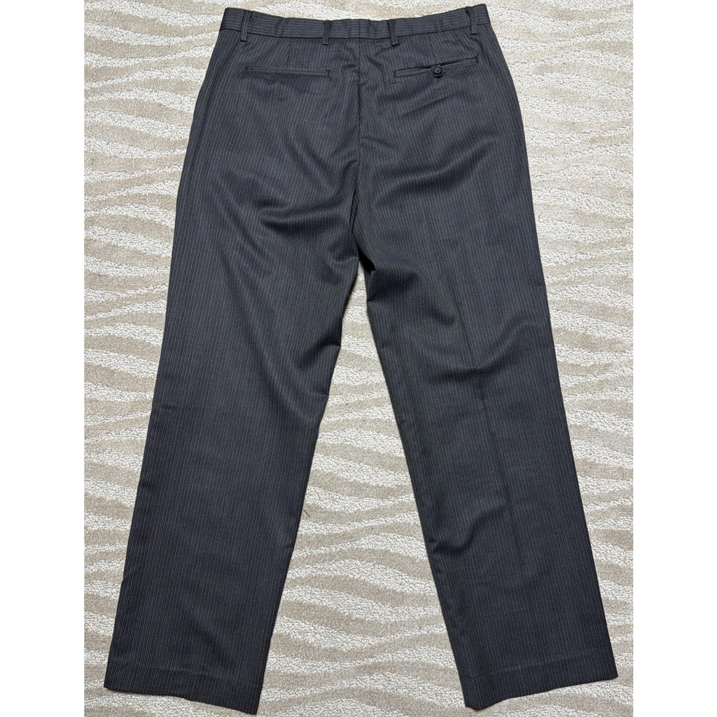 Banana Republic Mens Wool Blend Brown Blue Pinstriped Dress Pants 36x32