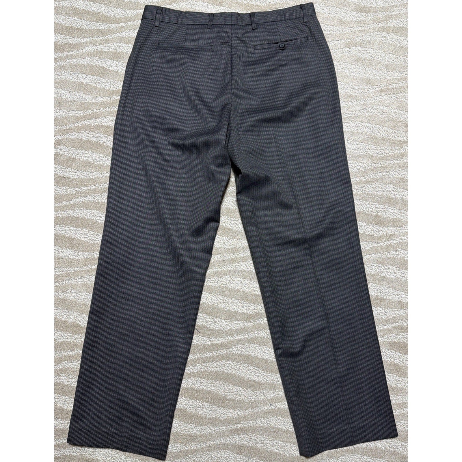 Banana Republic Mens Wool Blend Brown Blue Pinstriped Dress Pants 36x32