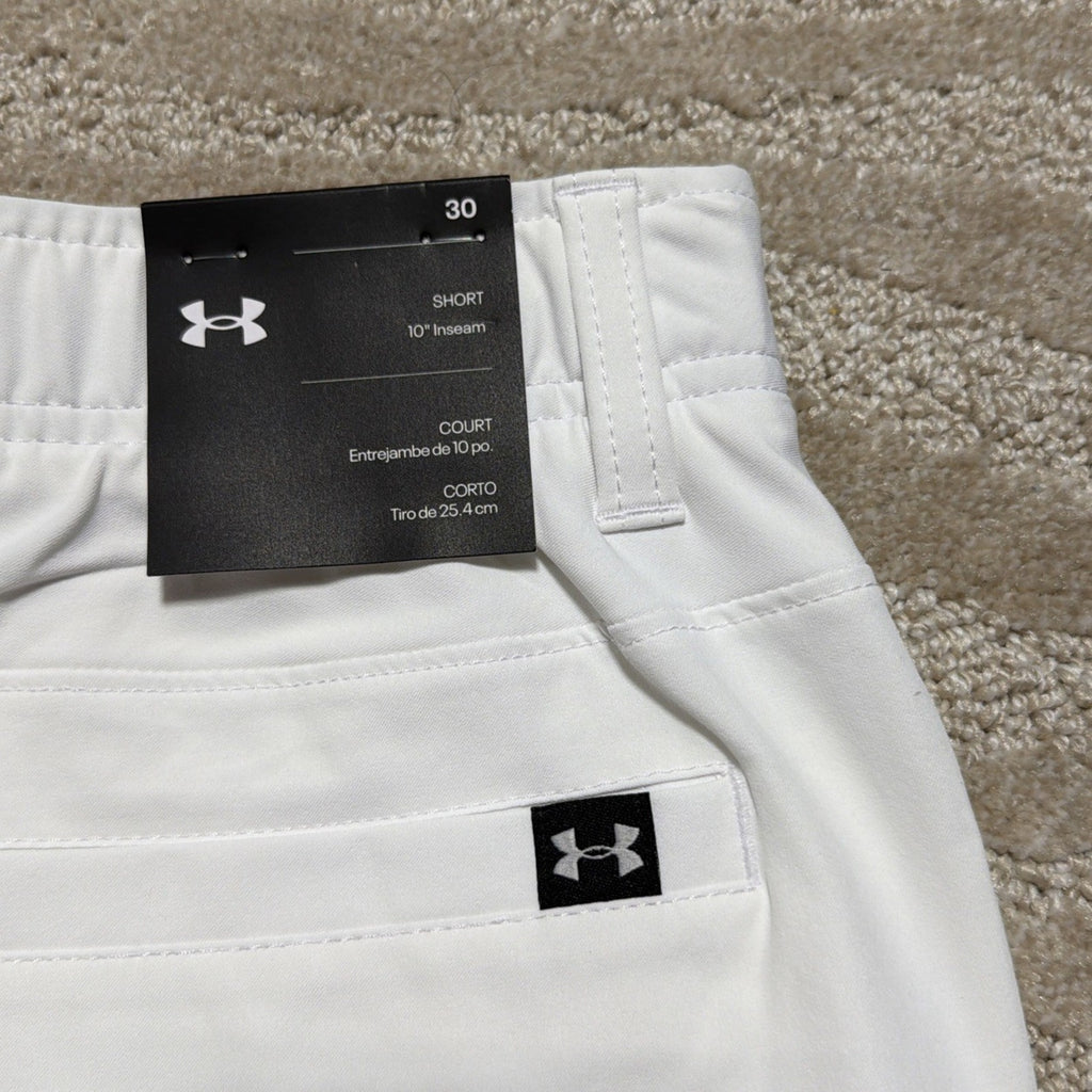 Under Armour Golf Shorts Mens 30 White UA Drive Performance 10" Inseam 1364409