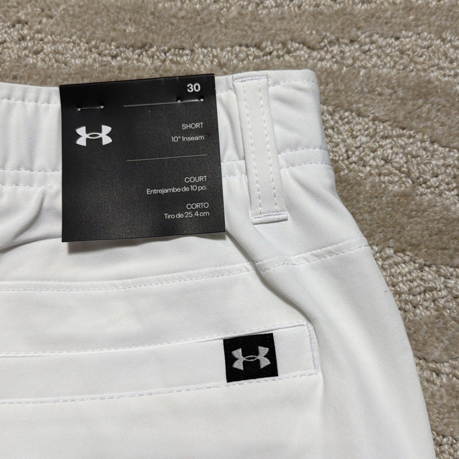 Under Armour Golf Shorts Mens 30 White UA Drive Performance 10" Inseam 1364409