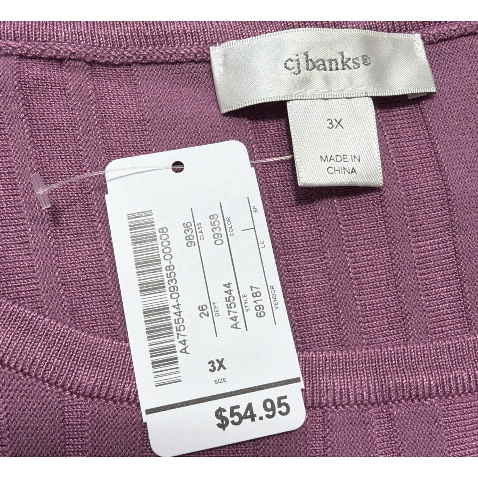 NWT C J Banks Women's Plus 3X Purple Shimmery Top Short Sleeves