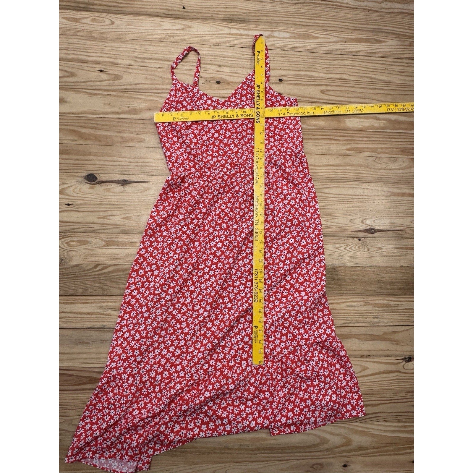 Old Navy Women's Red White Floral Print Fit Flare Midi Sundress Size S NEW