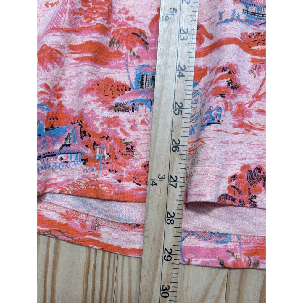 American Classic Hilfiger T Pink Shirt Palm Tree Island Beach Print Men's SizeXL