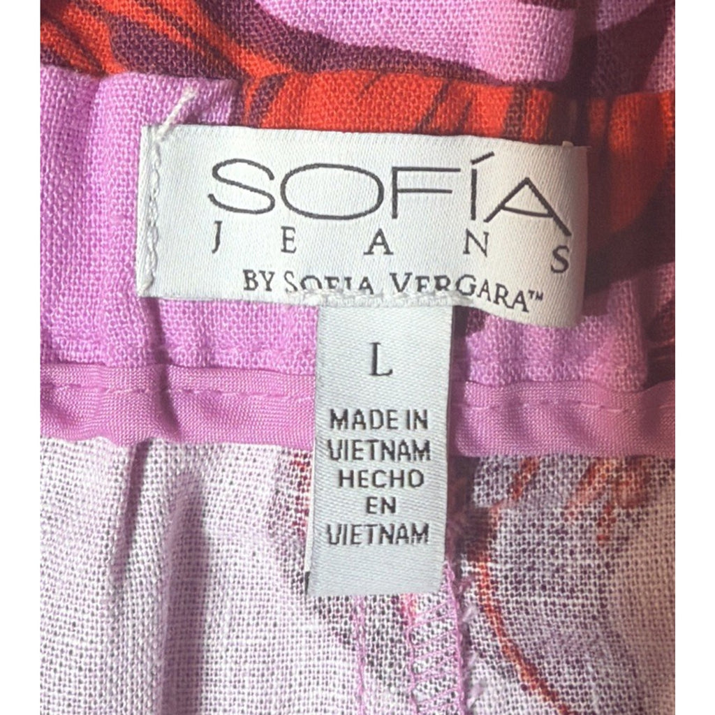 Sofia Jeans Womens L High Rise Linen Blend Paperbag Shorts Opera Mauve