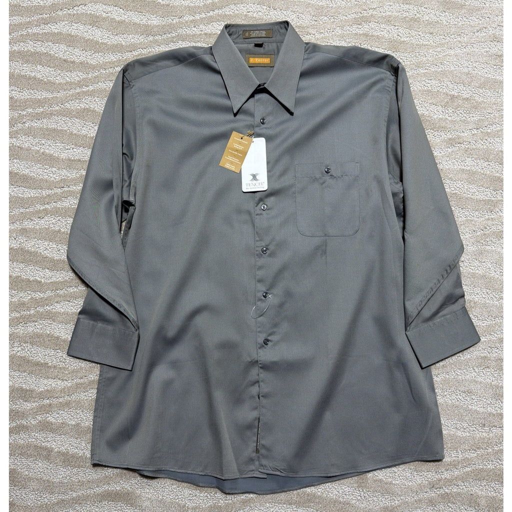 J. Ferrar Dress Shirt Mens Sz XL 17-17.5 Tencel Green Long Sleeve Button Up NWT