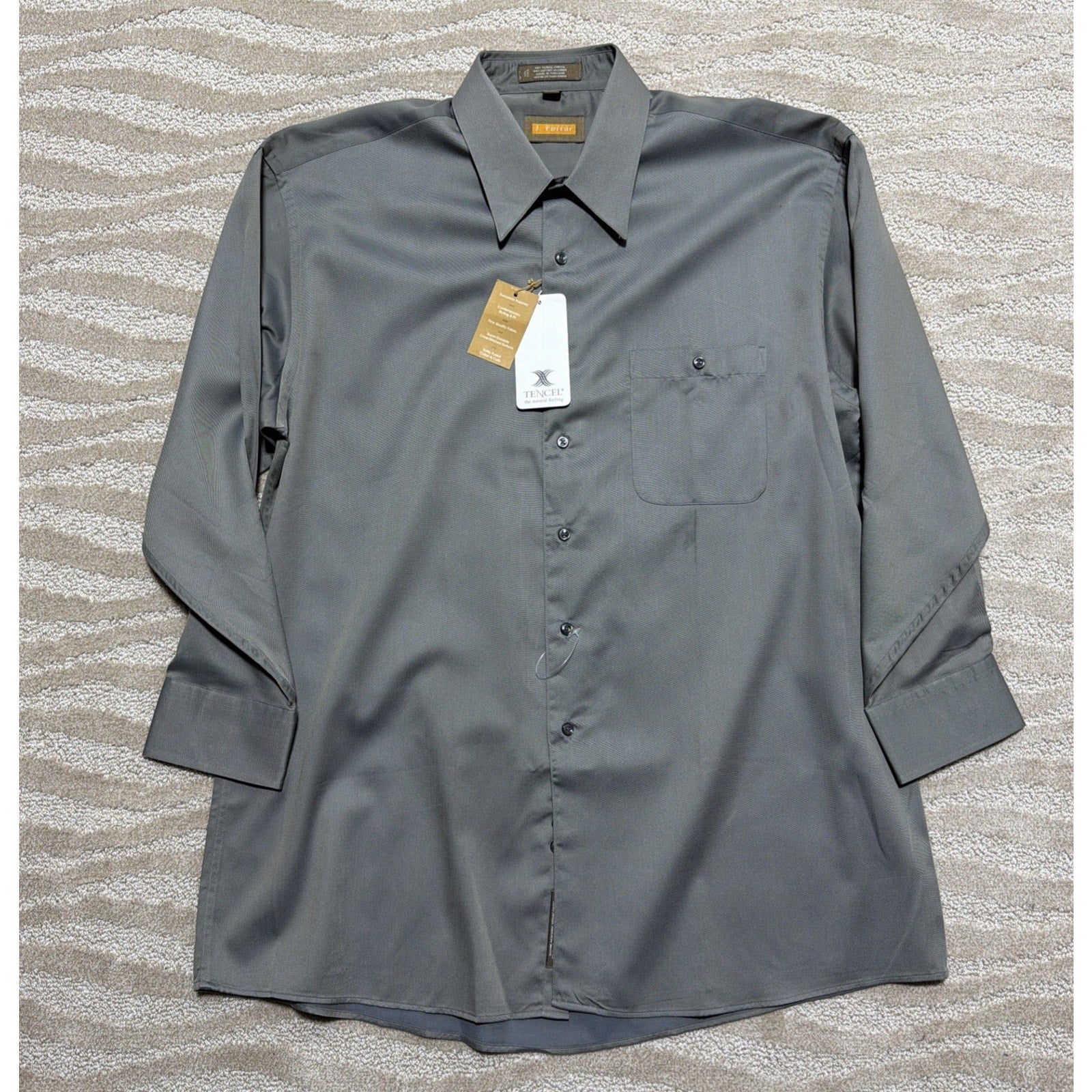 J. Ferrar Dress Shirt Mens Sz XL 17-17.5 Tencel Green Long Sleeve Button Up NWT