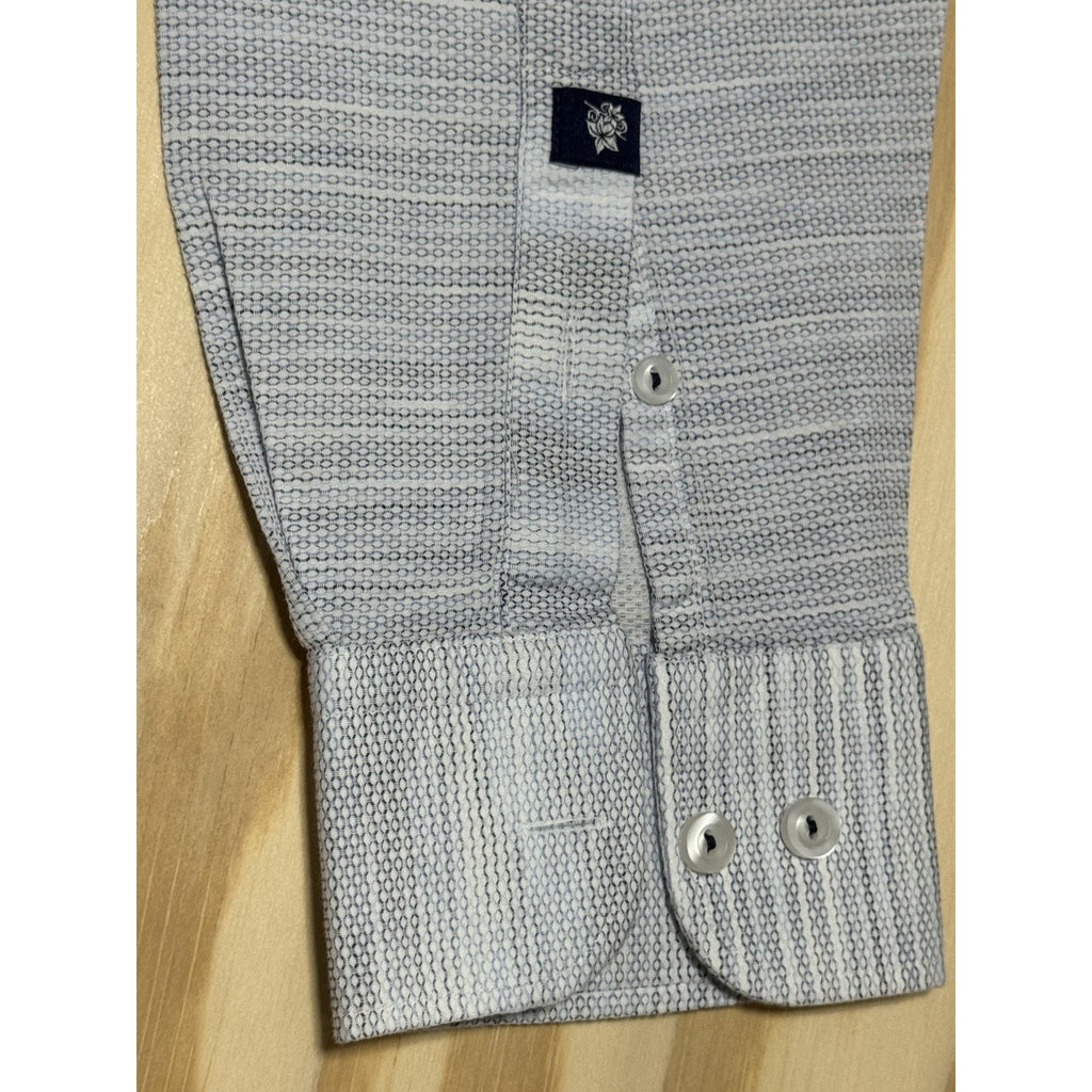 Stone Rose Mens XL Slim Blue Textured Dress Shirt Cotton Button Long Sleeve
