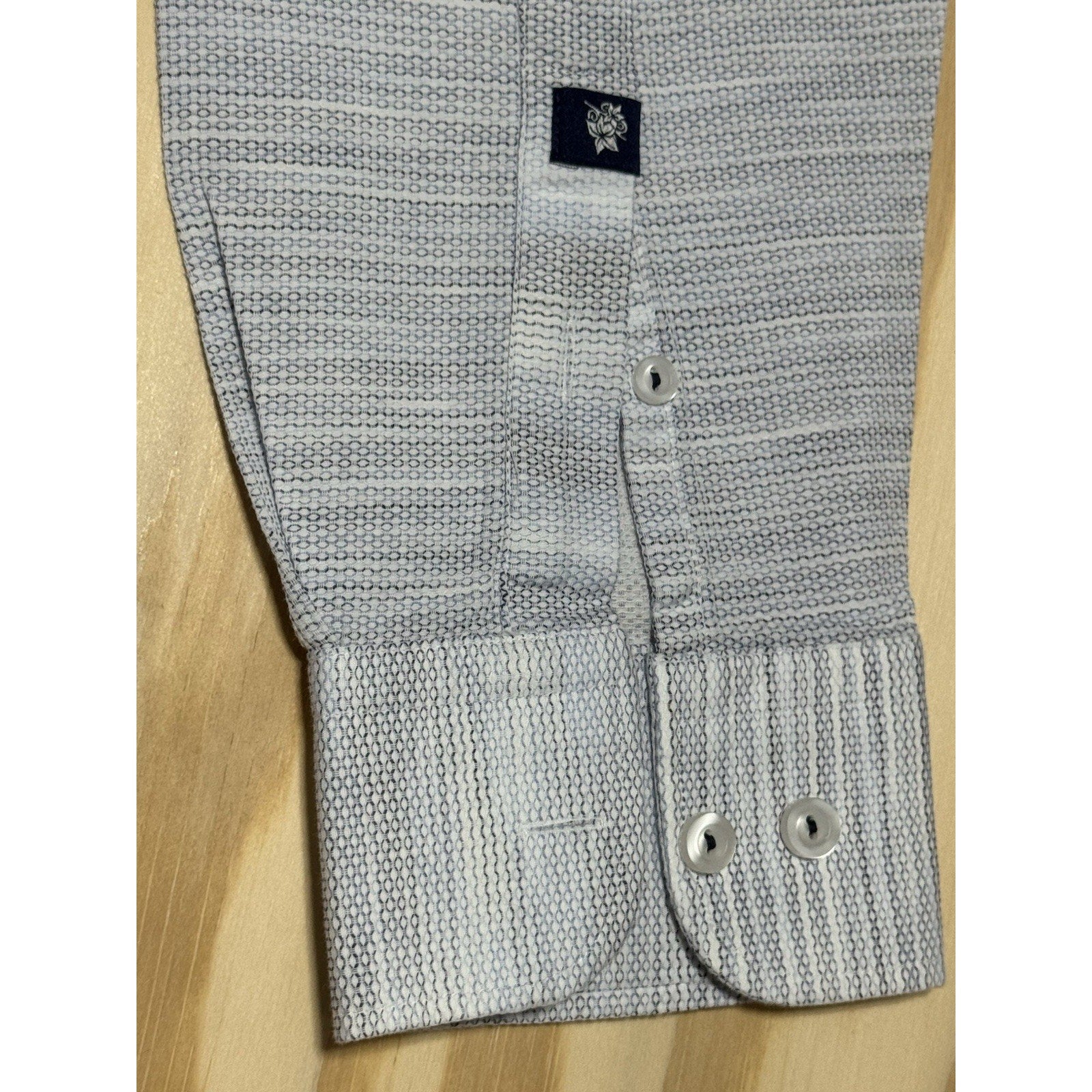 Stone Rose Mens XL Slim Blue Textured Dress Shirt Cotton Button Long Sleeve