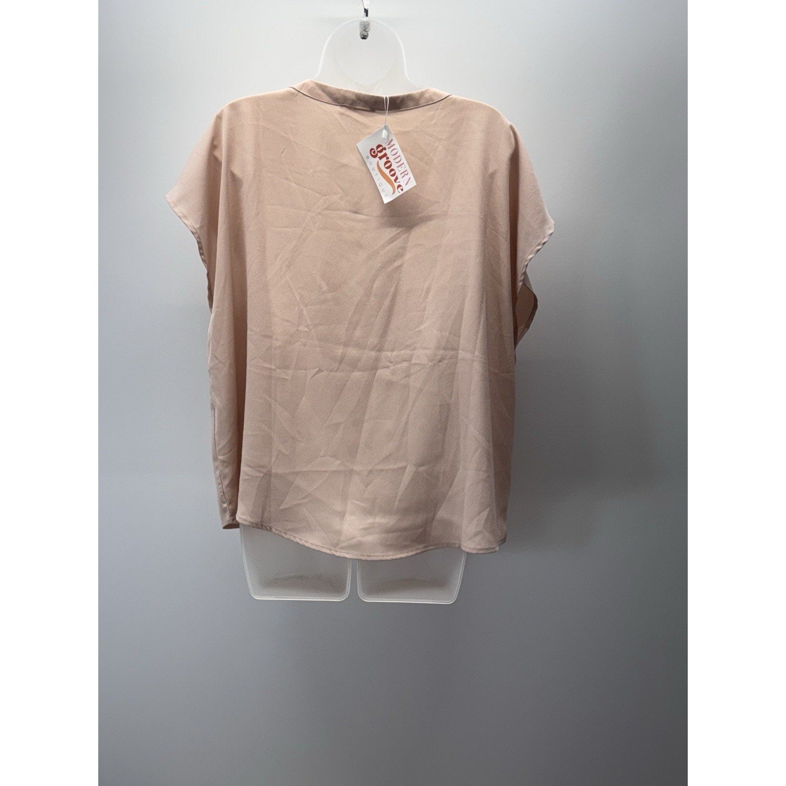 Kori Peach Short Sleeve V-neck T-Shirt Relaxed Fit Top Women’s Size S NWT