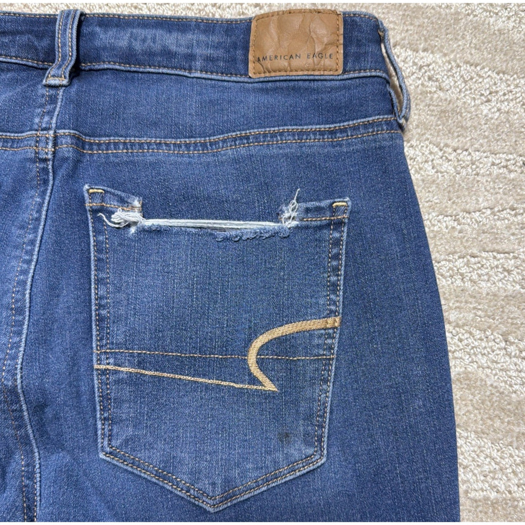 American Eagle Women's The Dream Jean Super Hi-Rise Stretch Denim Blue Jeans