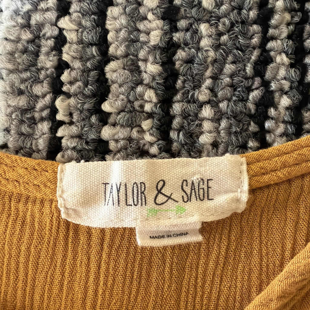 Taylor and Sage Women's Blouse Gold Crotchet Hippie Boho Top Tassels Size Small