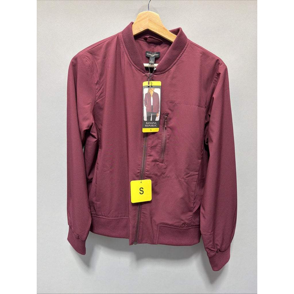 New Banana Republic Burgandy Sz Small Woman's Zip Up Bomber Jacket