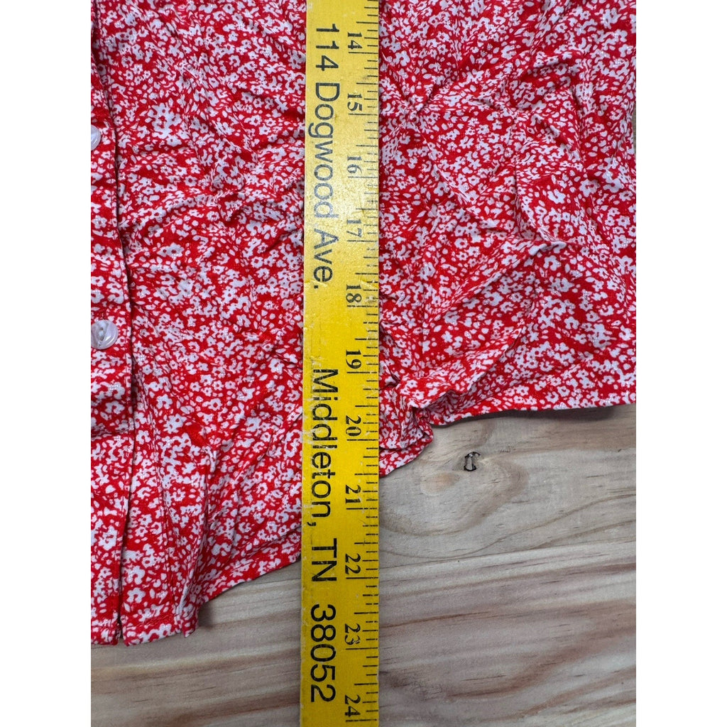 NEW Universal Thread Women's Floral Short Sleeve Button-Down Blouse Size S