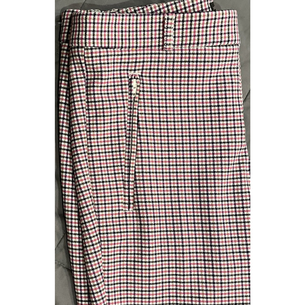 Banana Republic Sloan Dress Pants Women's Size 2 Pink Plaid Mid Rise 30x28