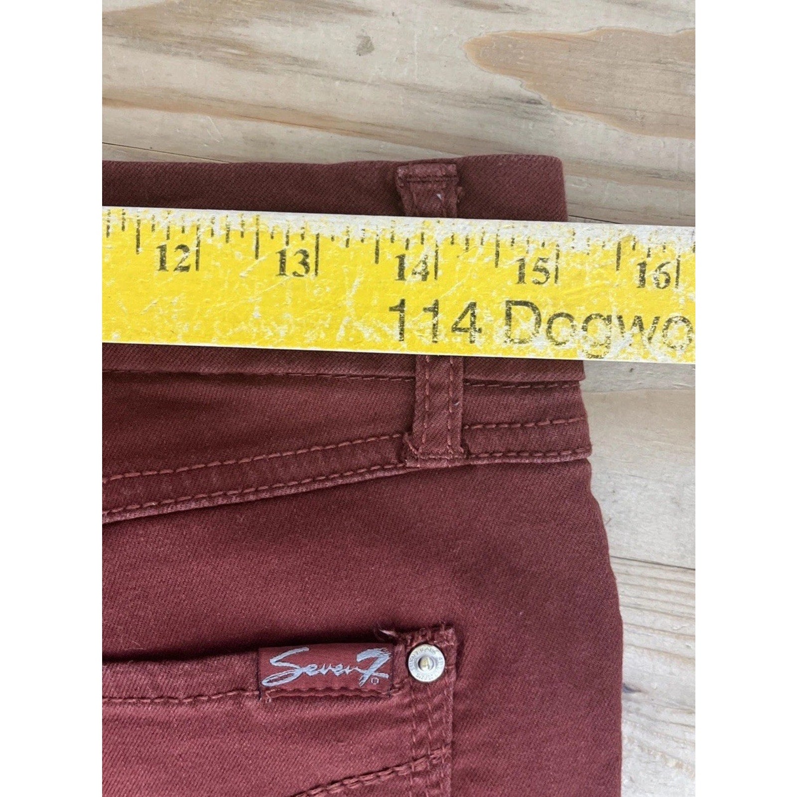 Seven 7 Womens Tummy Less High Rise Skinny Jeans Stretch Burgundy Size 6
