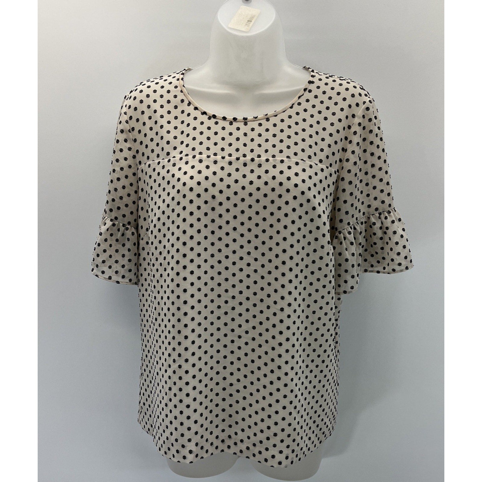 Classic J. Crew Short Sleeve Lined Blouse Size M Ivory White Flutter Sleeve