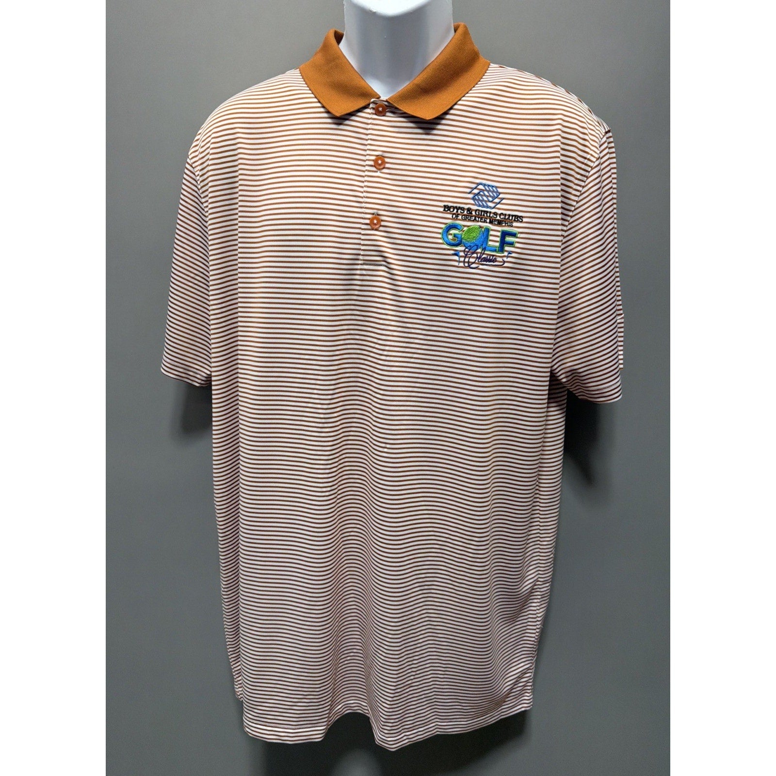 Nike Golf Polo Dri Fit Striped Athletic Golf Shirt Mens XL Memphis Golf Classic
