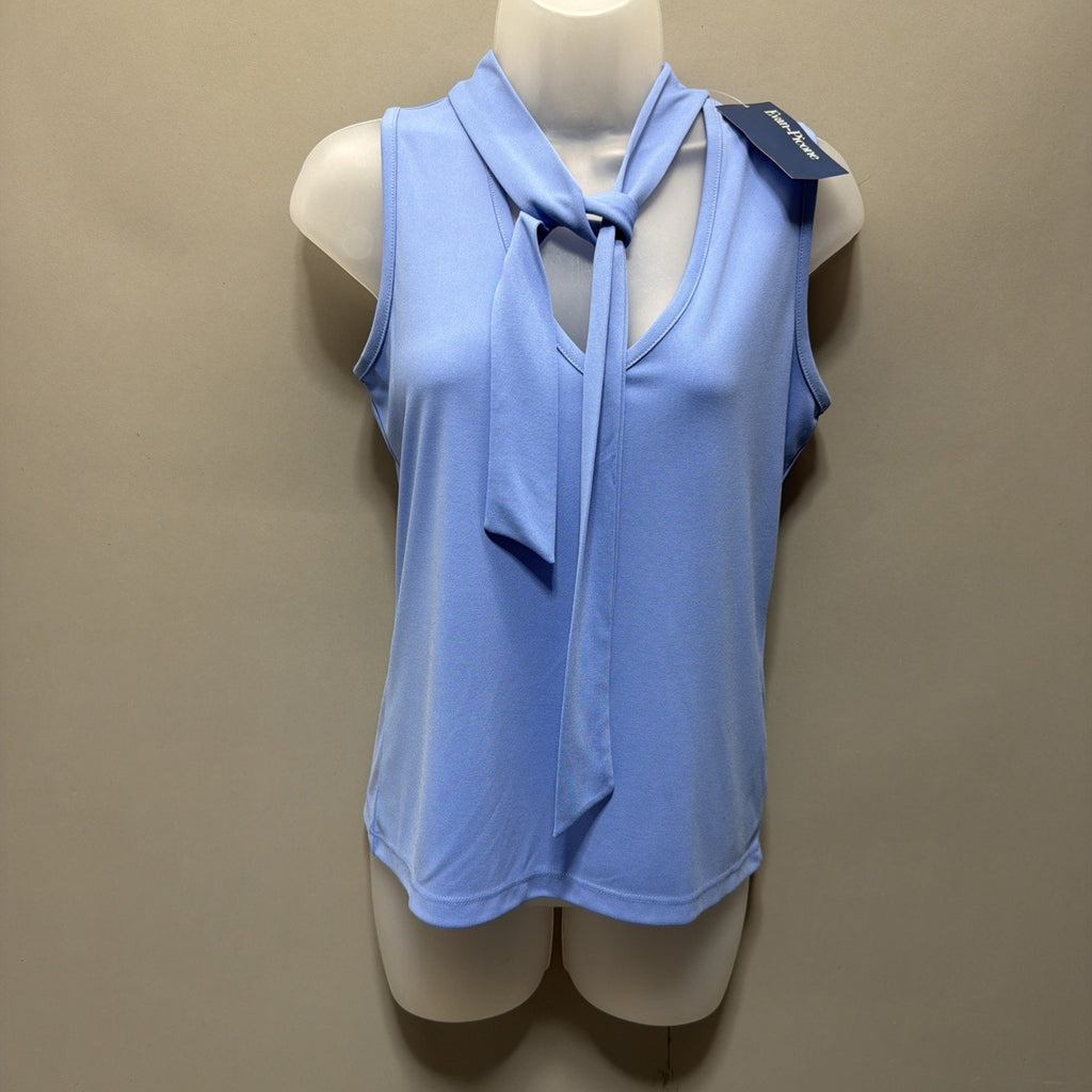 Evan Picone Sleeveless Tie Neck Periwinkle Blue Blouse Size Small NWT
