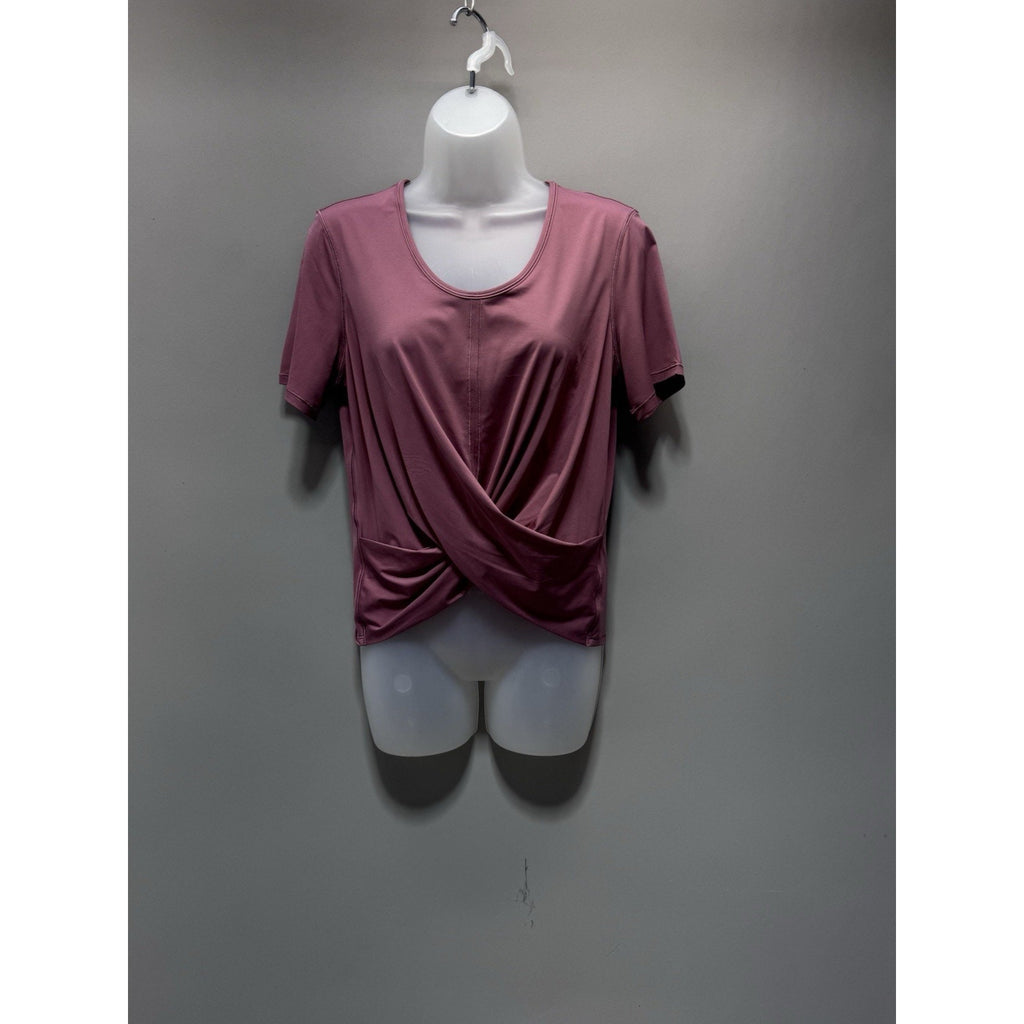 Lululemon Womens Medium Twist Front Knot Top Mauve Pink Short Sleeve Yoga No Sz