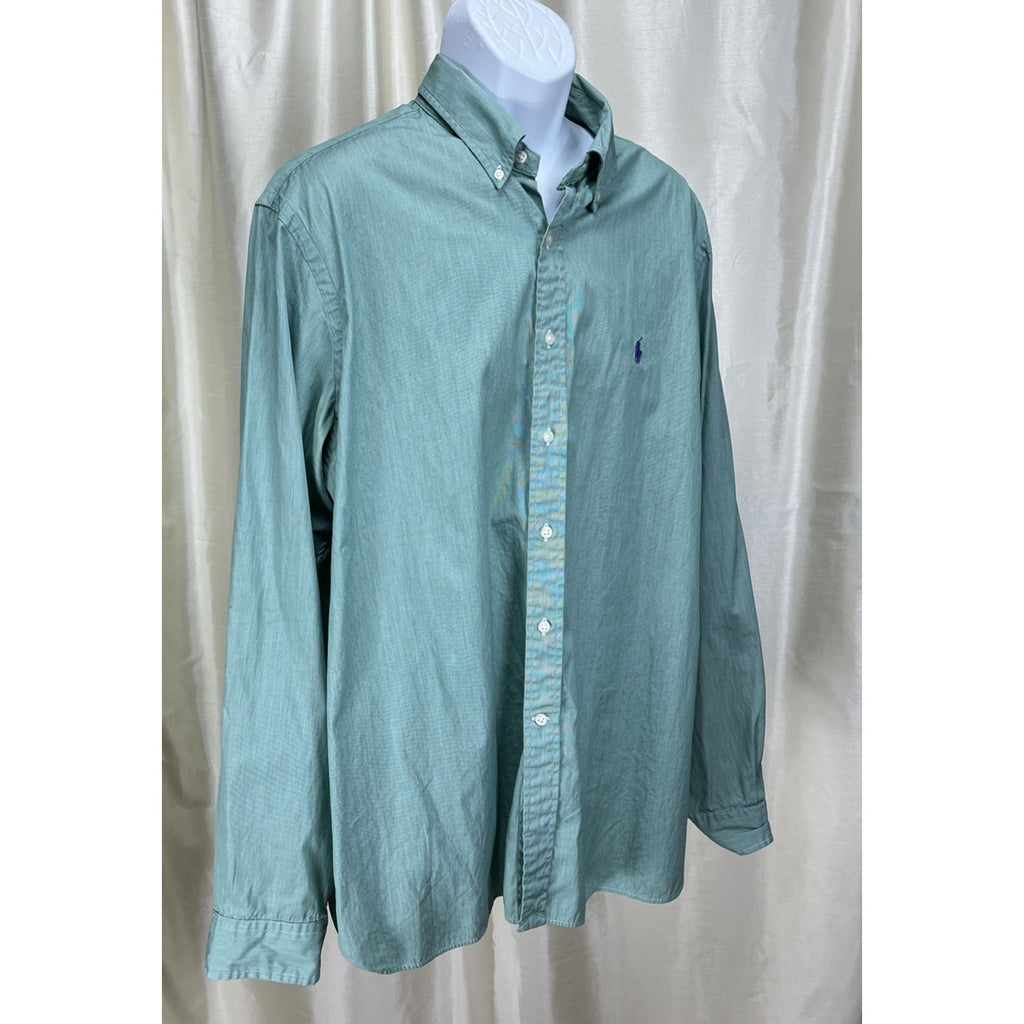 Ralph Lauren Classic Fit Seafoam Green Long Sleeve Button Down 18/46 Cotton