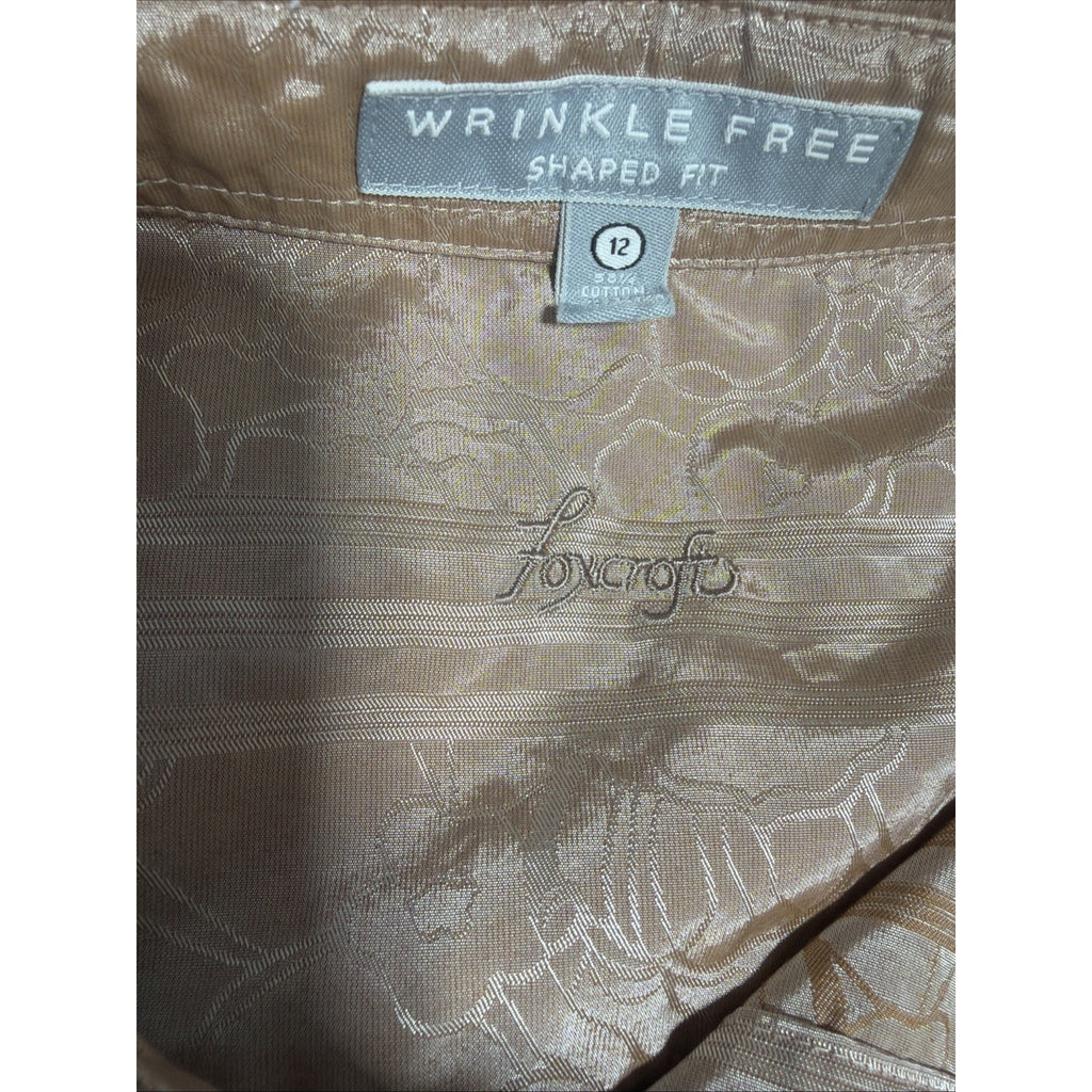 Foxcroft Wrinkle Free Shaped Fit Floral Embroidered Button Down Blouse Top 12