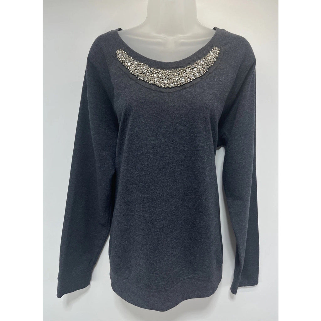 Old Navy Size XL Gray Beaded Long Sleeve Sweater Women’s