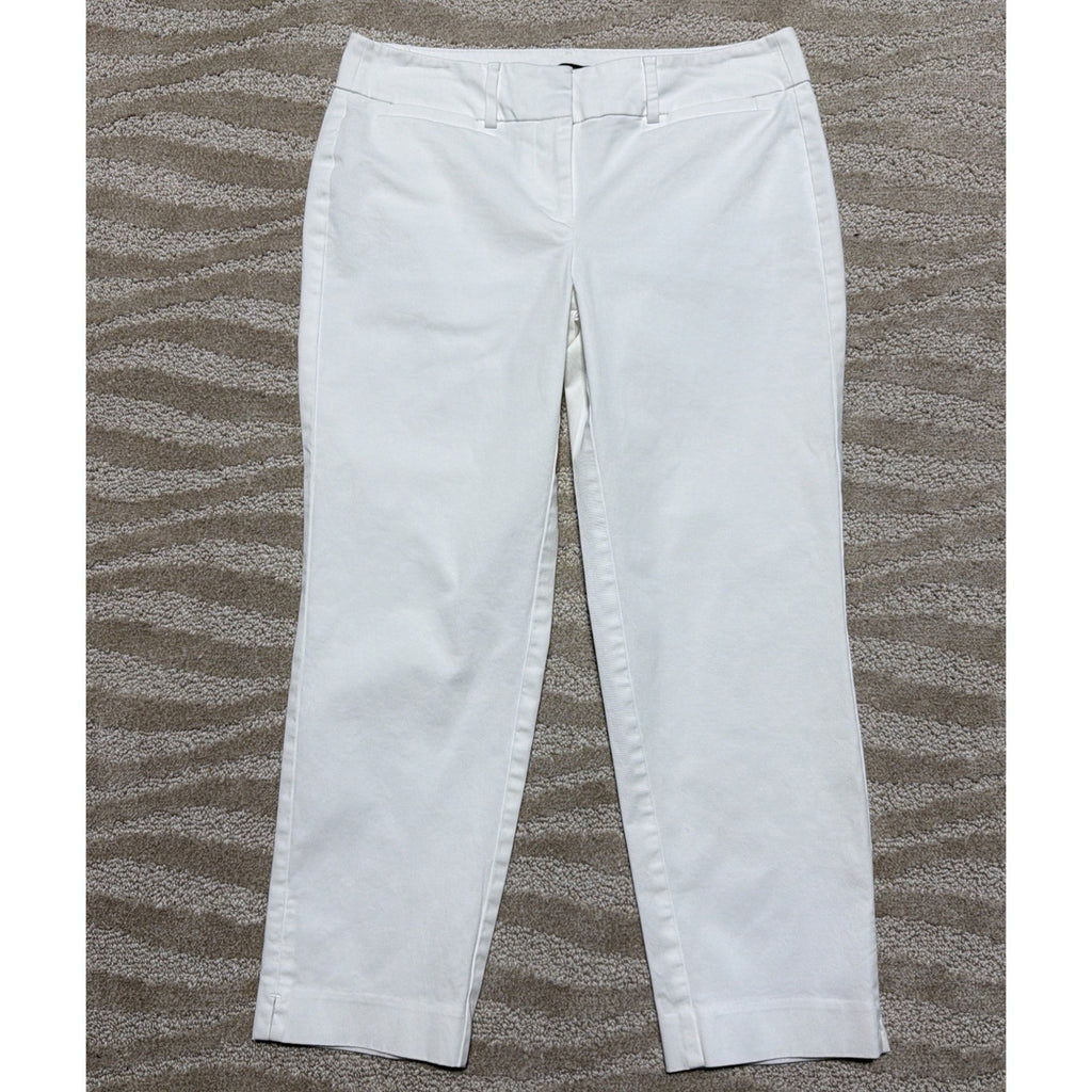 Ann Taylor Factory Signature White Straight Leg Cropped Pant Sz 2 Petite 29x22