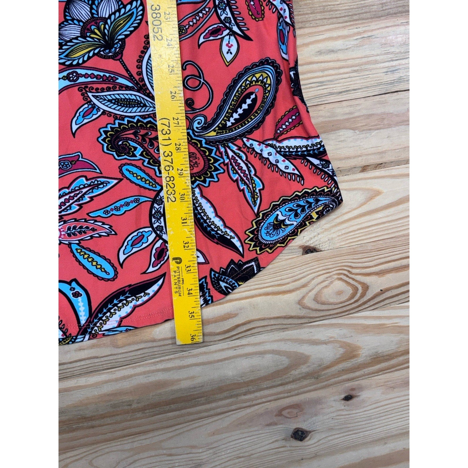 Bobbie Brooks Crew Neck Printed Stretch Casual Short Sleeve Dress Women’s Size L