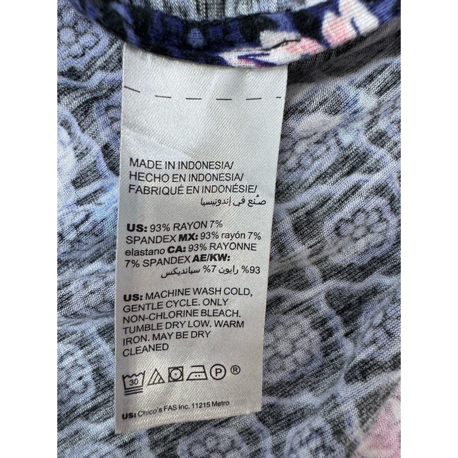 Chicos Zenergy Floral Top Stretch Tunic Long Sleeve Paisley Pink Black Women’s L