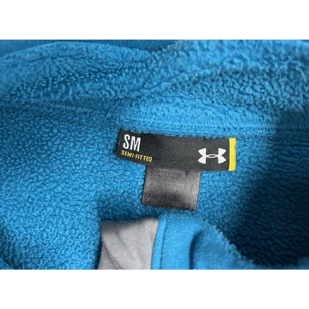 UNDER ARMOUR Teal and Gray Fleece Lined Semi Fitted Quarter Zip Size S