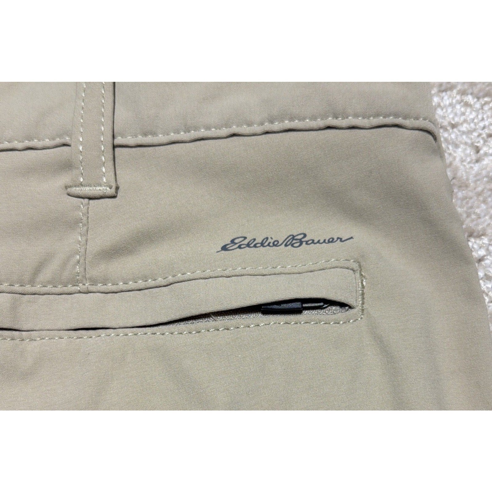 Eddie Bauer Travex Pants Mens 36x32 Khaki Stretch Travel Hiking Outdoor Zip