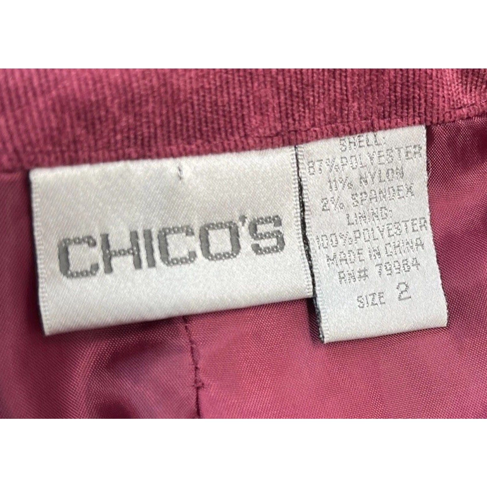 Chico's Women's Corduroy Paisley Burgundy Jacket Chico’s Size 2 = US Size 12 L