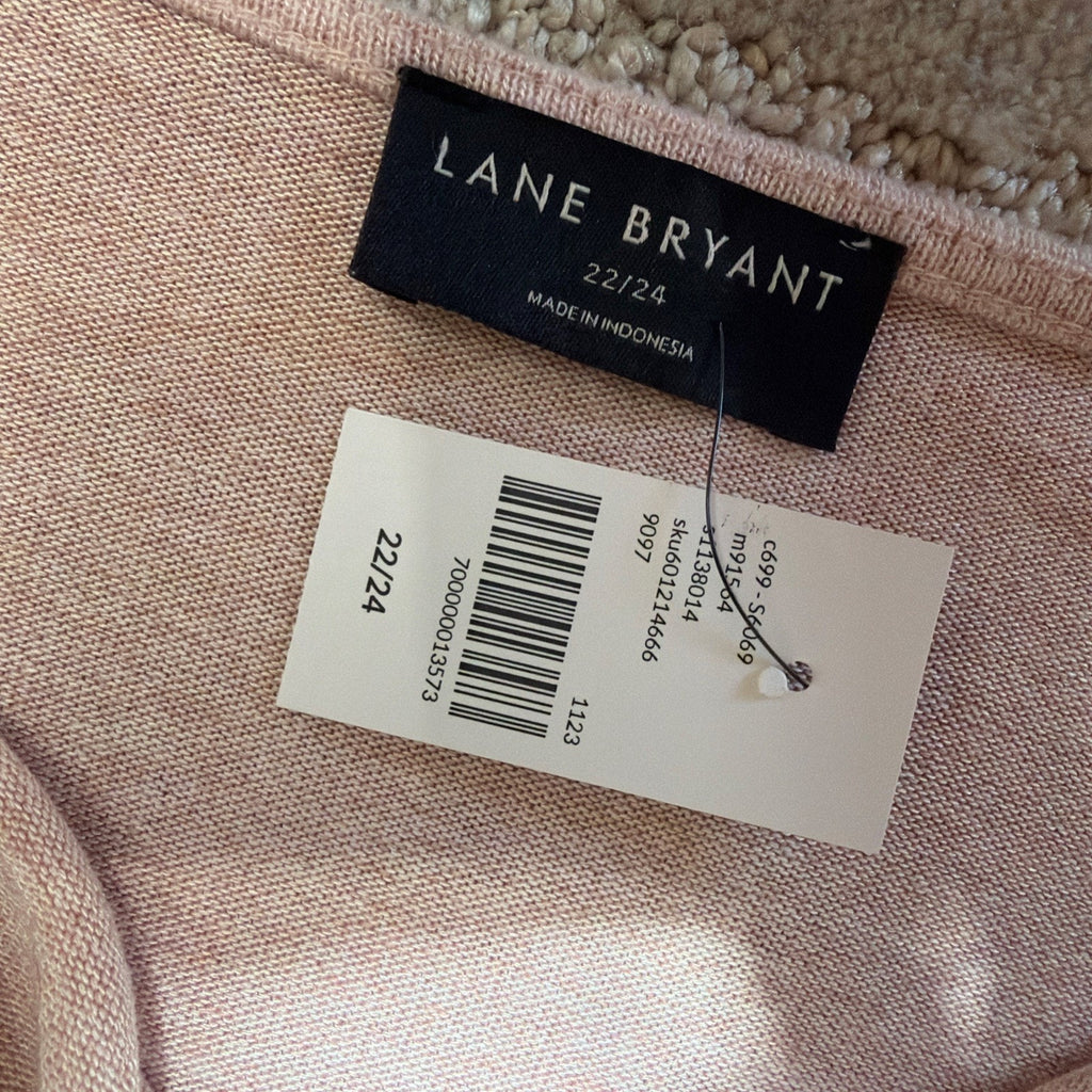 Lane Bryant Knit Top Pale Pink 3/4 Sleeve Cowl Neck Plus Size 22 24 NWT Stretch