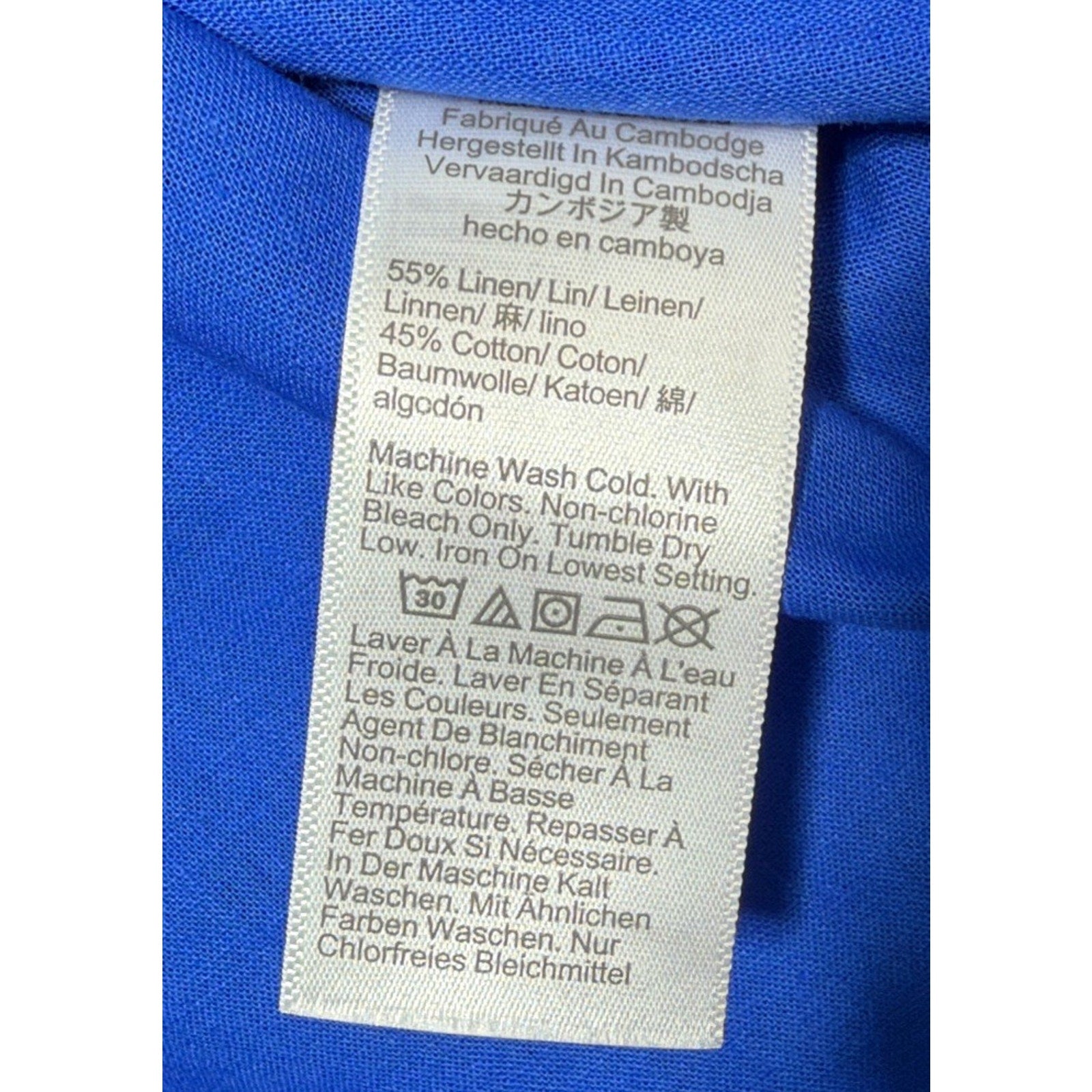 J Crew Women’s Blue Short Sleeve Cotton Linen Blend Shirt XL Beach Office New