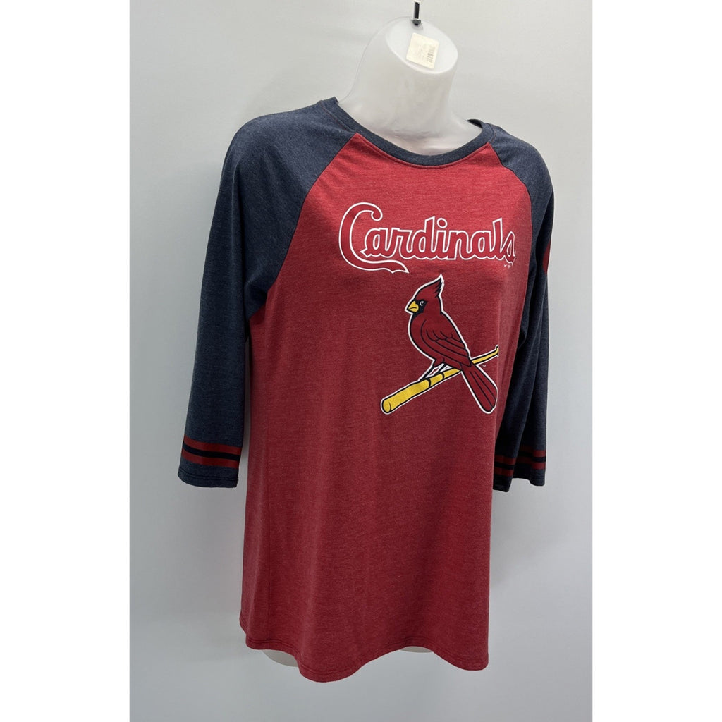 Nike St. Louis Cardinals Womens L Raglan Athletic Fit Red Grey 3/4 Sleeve Shirt