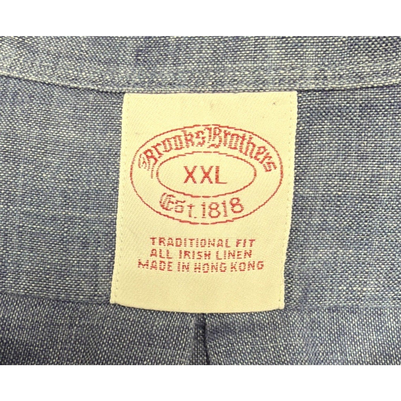 Brooks Brothers Irish Linen Button Up Shirt Mens Size XXL Blue Traditional Fit