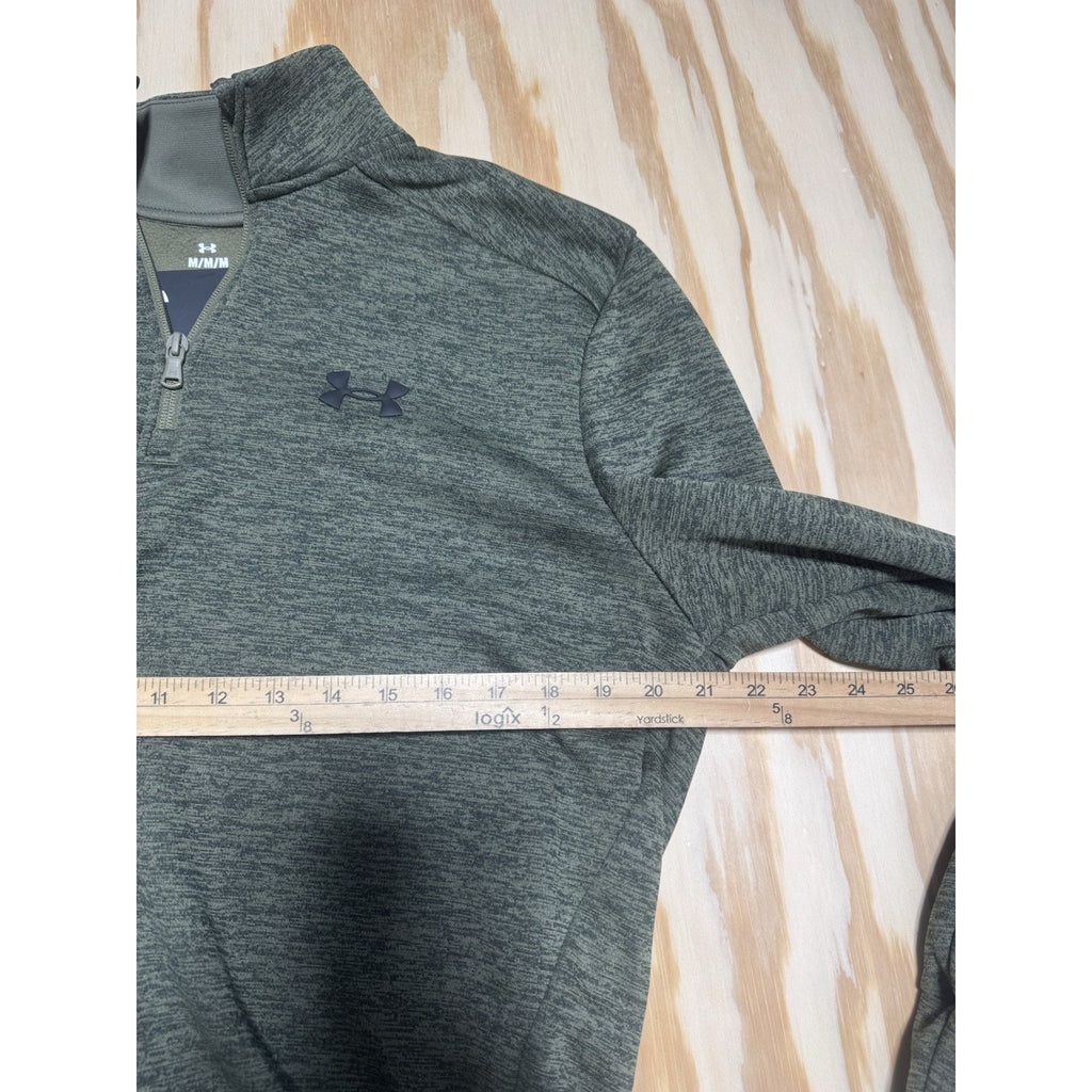 Under Armour Mens M Armour Fleece Twist 1/4 Zip Pullover Green Loose NWT