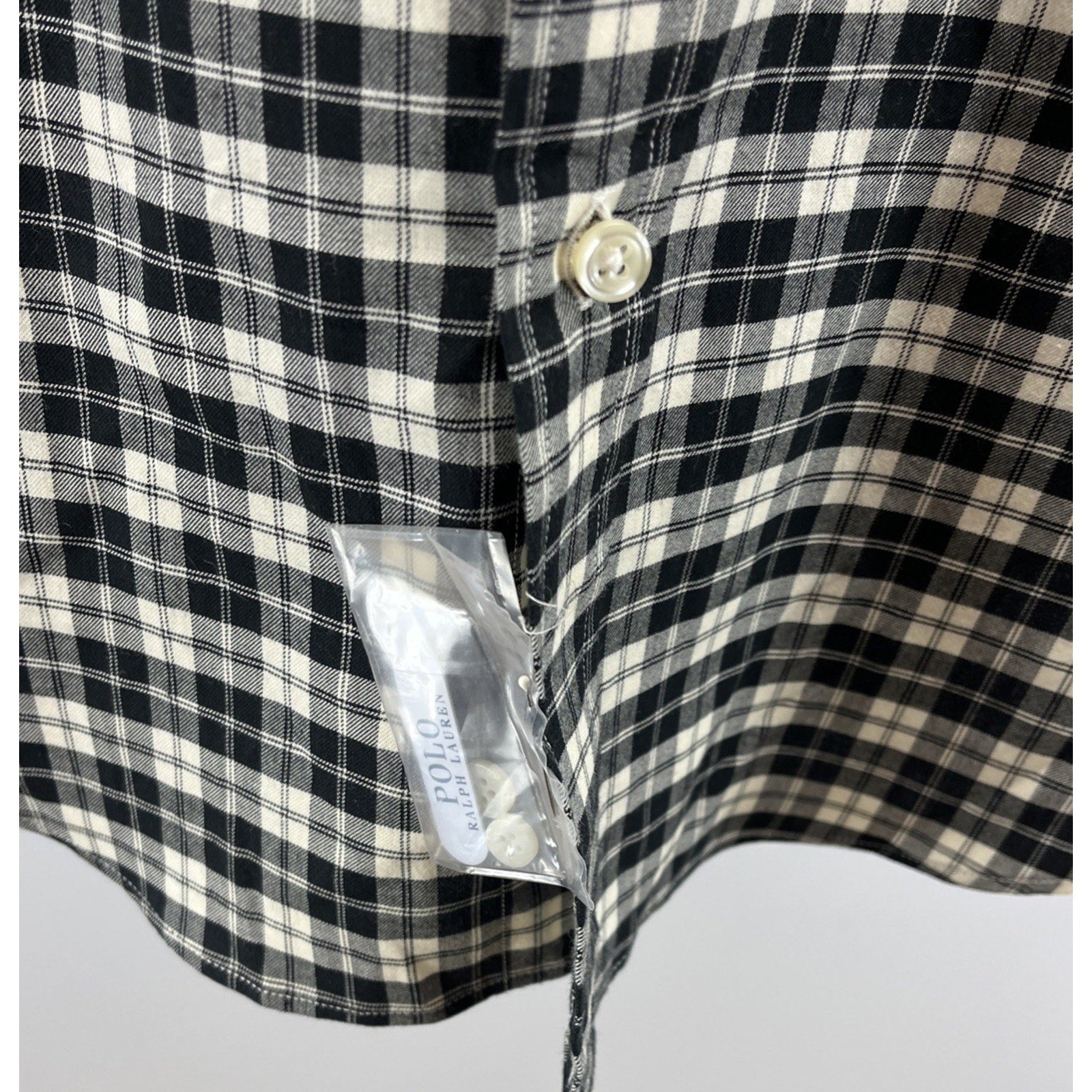 NWT Polo Ralph Lauren Black White Plaid Long Sleeve Slim Fit Button Up Shirt M