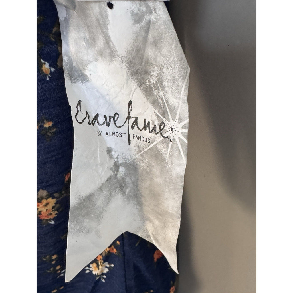 Crave Fame Almost Famous Womens Juniors Large Blue Floral Crop Lightweight Cover