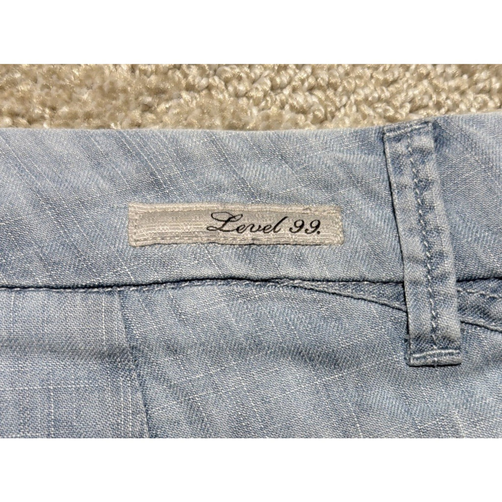 Level 99 Anthropologie Mid Rise Denim Shorts Blue Linen Women's Size 31x3”