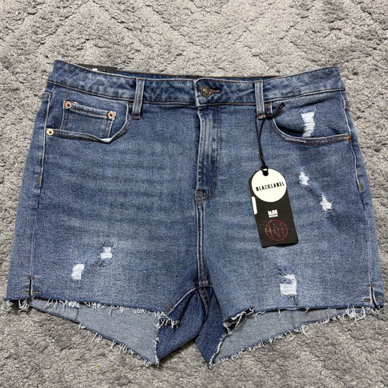 NWT I&M Black Label Denim Jean Distressed Shorts Olivia Womens Plus Size 1X
