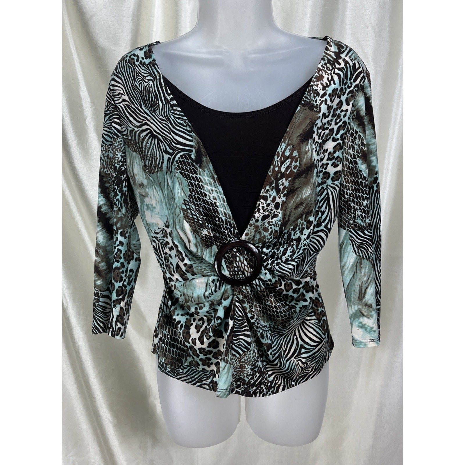 Dressbarn Women’s Size Petite Small Surplice Neckline Top Made In USA