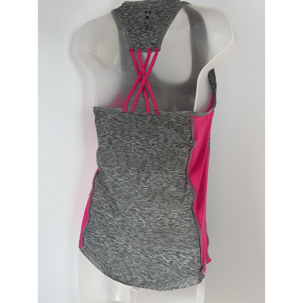 TEK GEAR Women's Tek Gear Elastic Back Workout Tank Gray Pink Size Medium