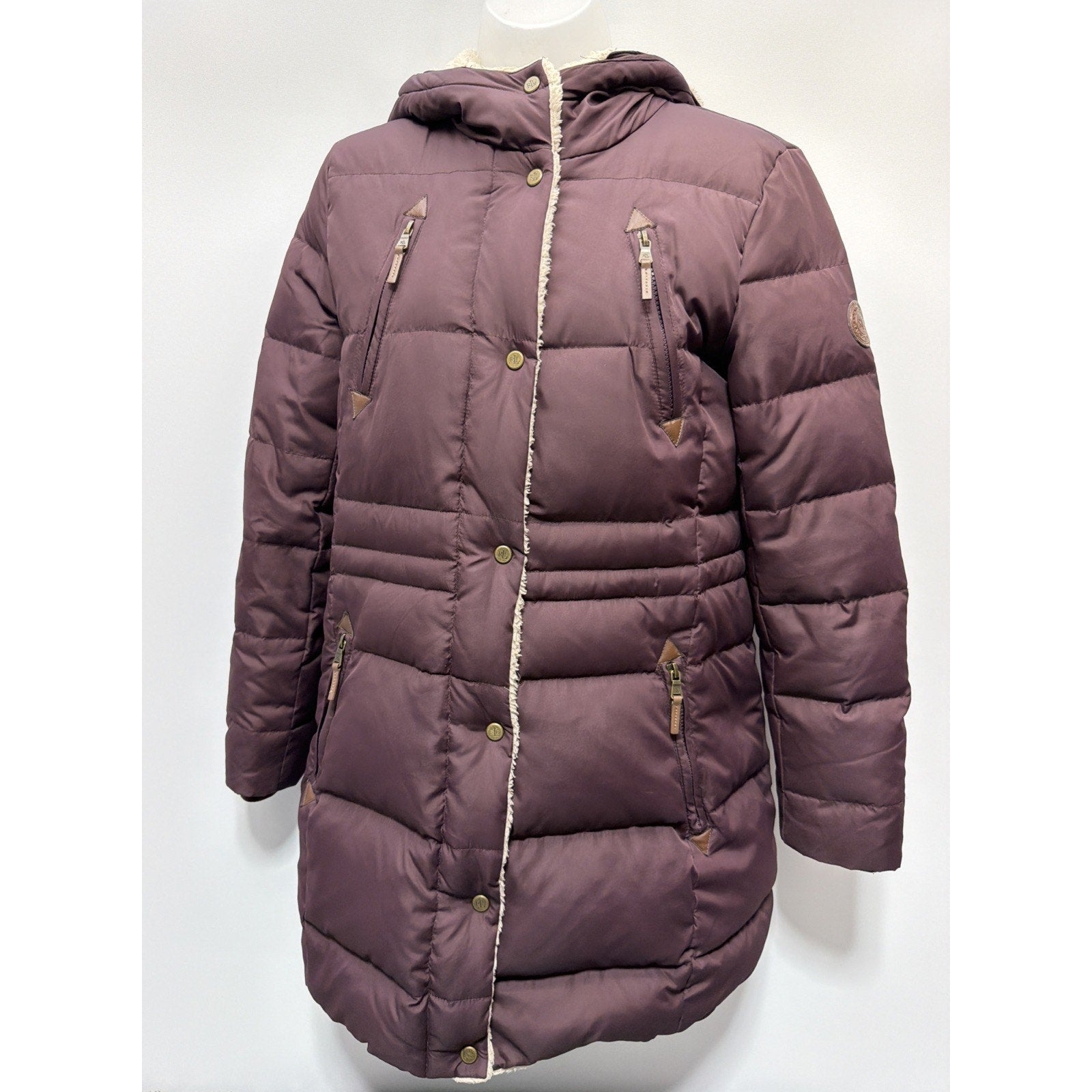LAUREN RALPH LAUREN Black Label Down Sherpa Lined Parka Jacket Purple Women's XS