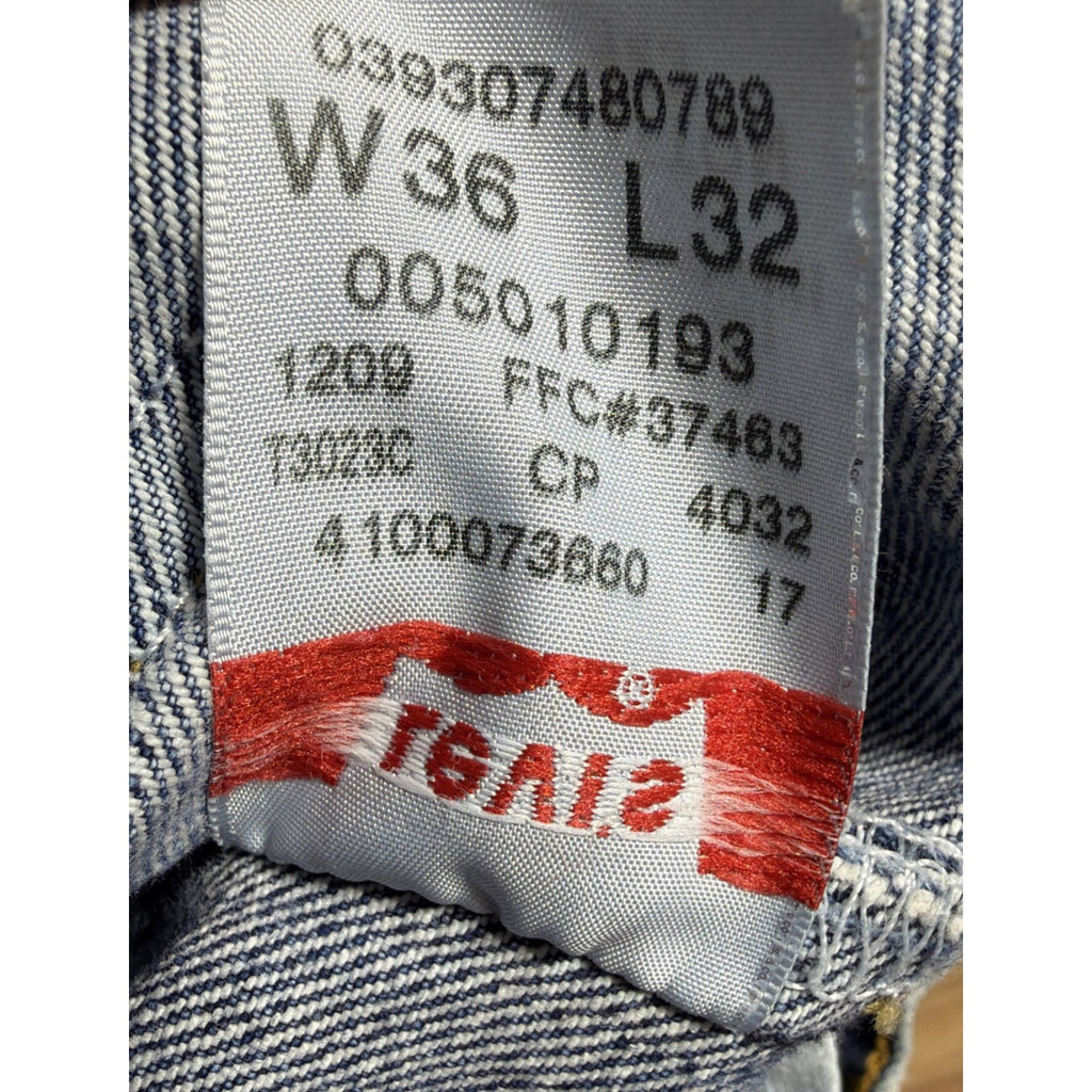 Vintage 90s Levis 501 Jeans Mens 36x32 Original Fit Light Wash Button Fly Denim