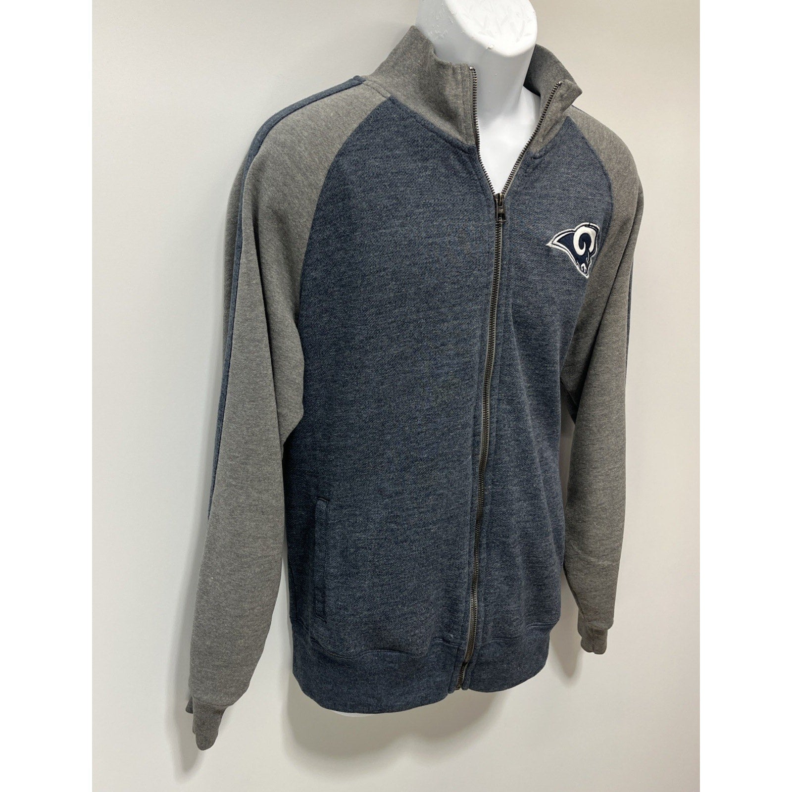47 Brand Los Angeles Rams Jacket Mens M Blue Gray Colorblock Full Zip NFL