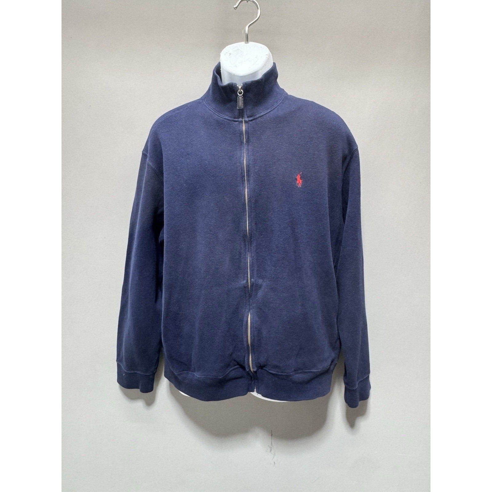 Polo Ralph Lauren Men’s Large Full Zip Sweatshirt Jacket Navy Blue Pony Logo