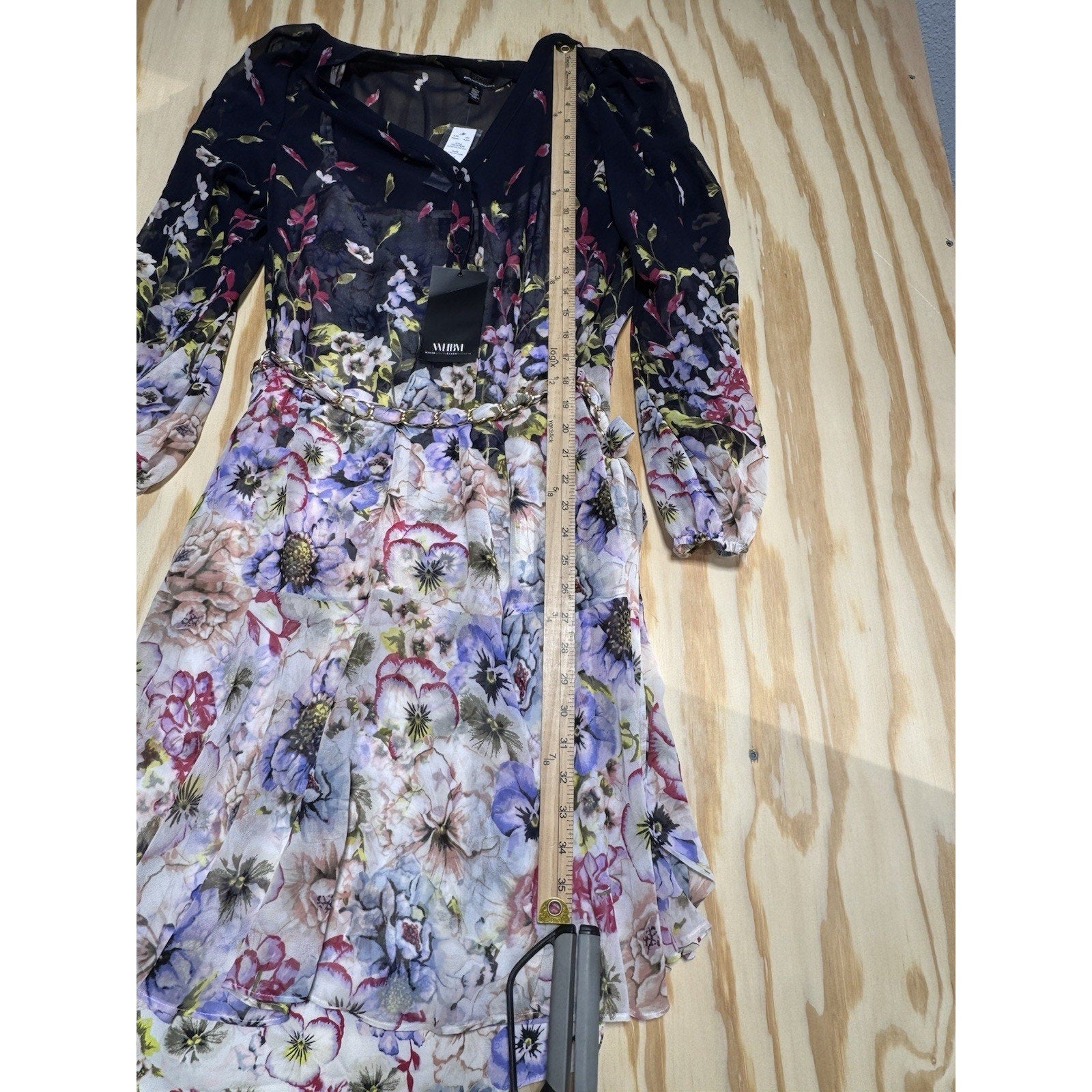 White House Black Market Floral Chain Belt Shirt Dress 17809 New Women’s Size L