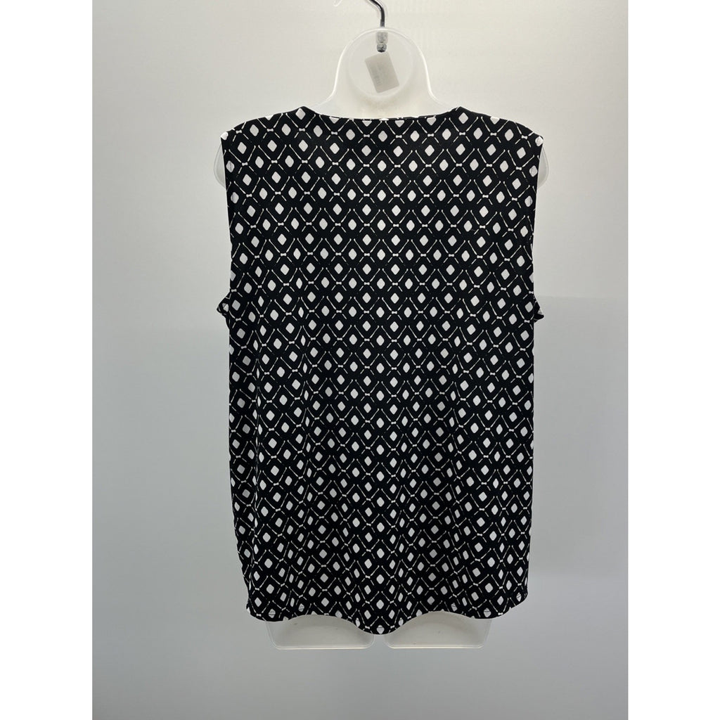 Chico's Black White Diamond Pattern Keyhole Tank Sleeveless Top Size 2